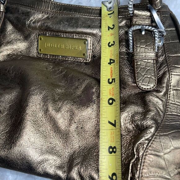Judith Ripka leather Bronze Large  shoulder bag silver tone hardwares - Picture 13 of 16